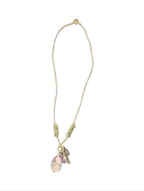 Silpada Gold Necklace with Light Pink Gemstone and Charms